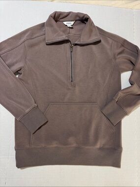 SPANX Women's Half-Zip Pullover in Taupe size XS (149)